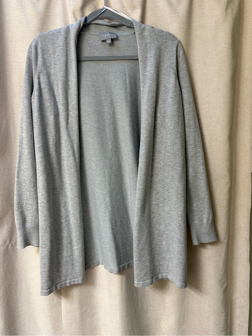 Cyrus Light Gray Open-Front Draped Cardigan